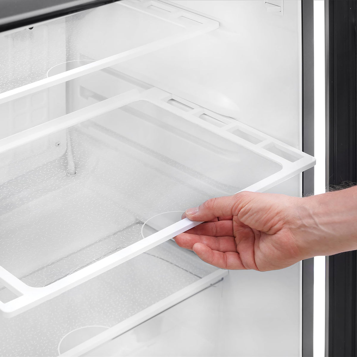 Danby DAR044A4BSLDD spotless steel door resists smudges and fingerprints.