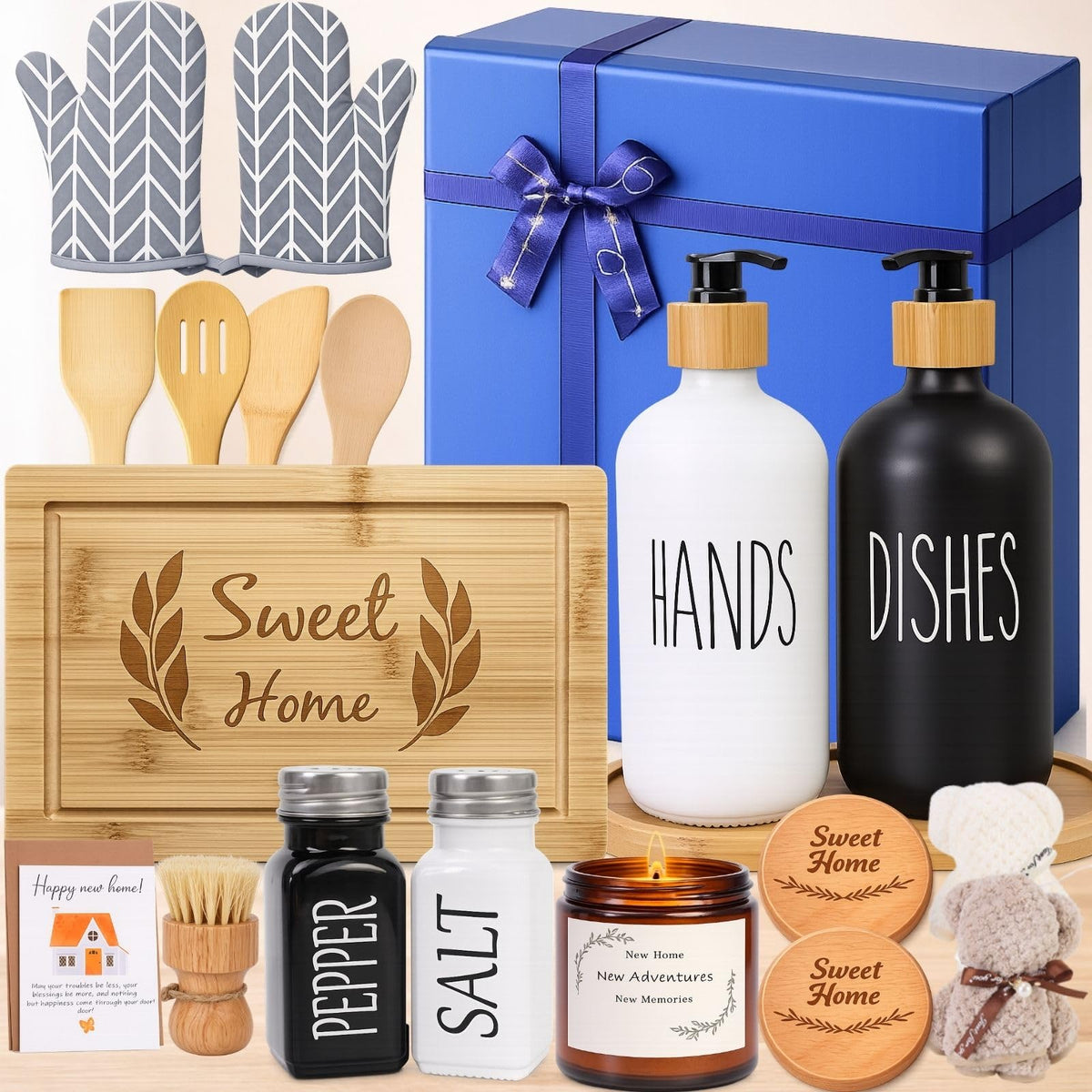 DancyLoad housewarming basket cutting board for easy meal prep in a new kitchen