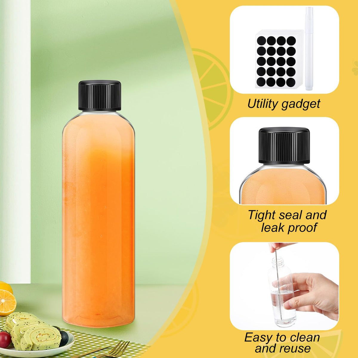 Dandat transparent bottles in the fridge simplify meal prep and storage