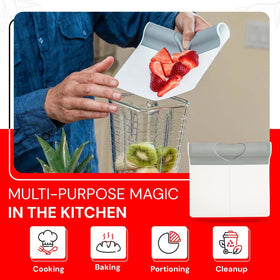 DANDY ScooperDuper moves food from board to bowl with minimal spills.