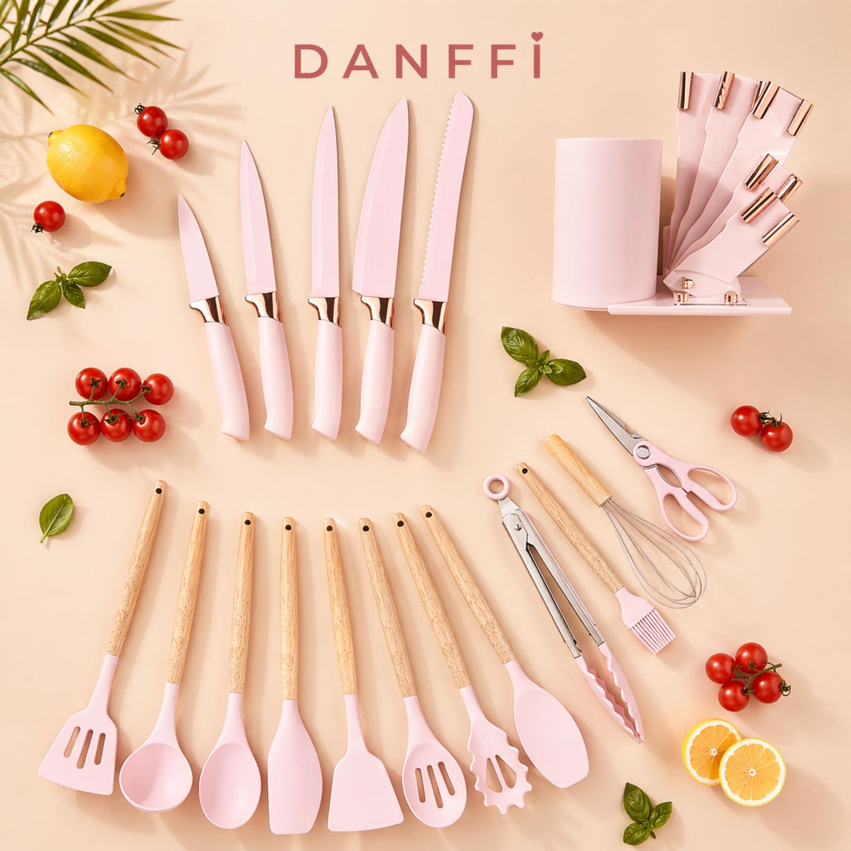 DANFFI pink cutting board with non-slip grip for stable chopping