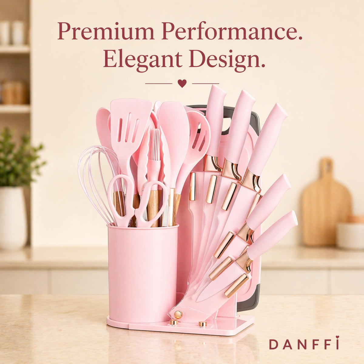 DANFFI utensil holder stores the full set neatly on the counter