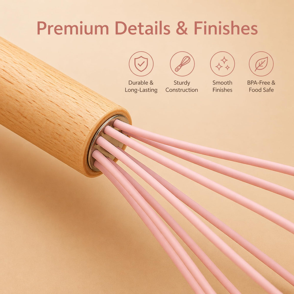 DANFFI silicone utensils with wooden handles protect non-stick cookware