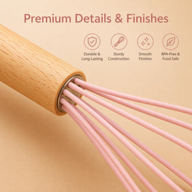 DANFFI silicone utensils with wooden handles protect non-stick cookware