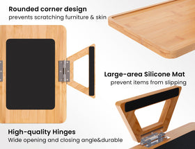 Danfoxer armrest clip-on tray with adjustable angle fits many sofa arms.