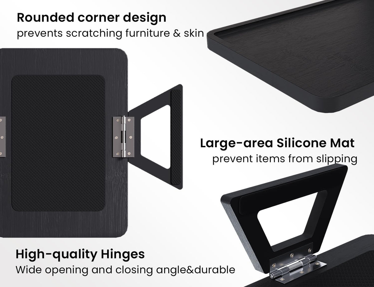 Danfoxer clip-on couch desk attached to armrest for snacks.