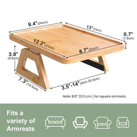Danfoxer couch arm tray with natural bamboo finish enhances living space