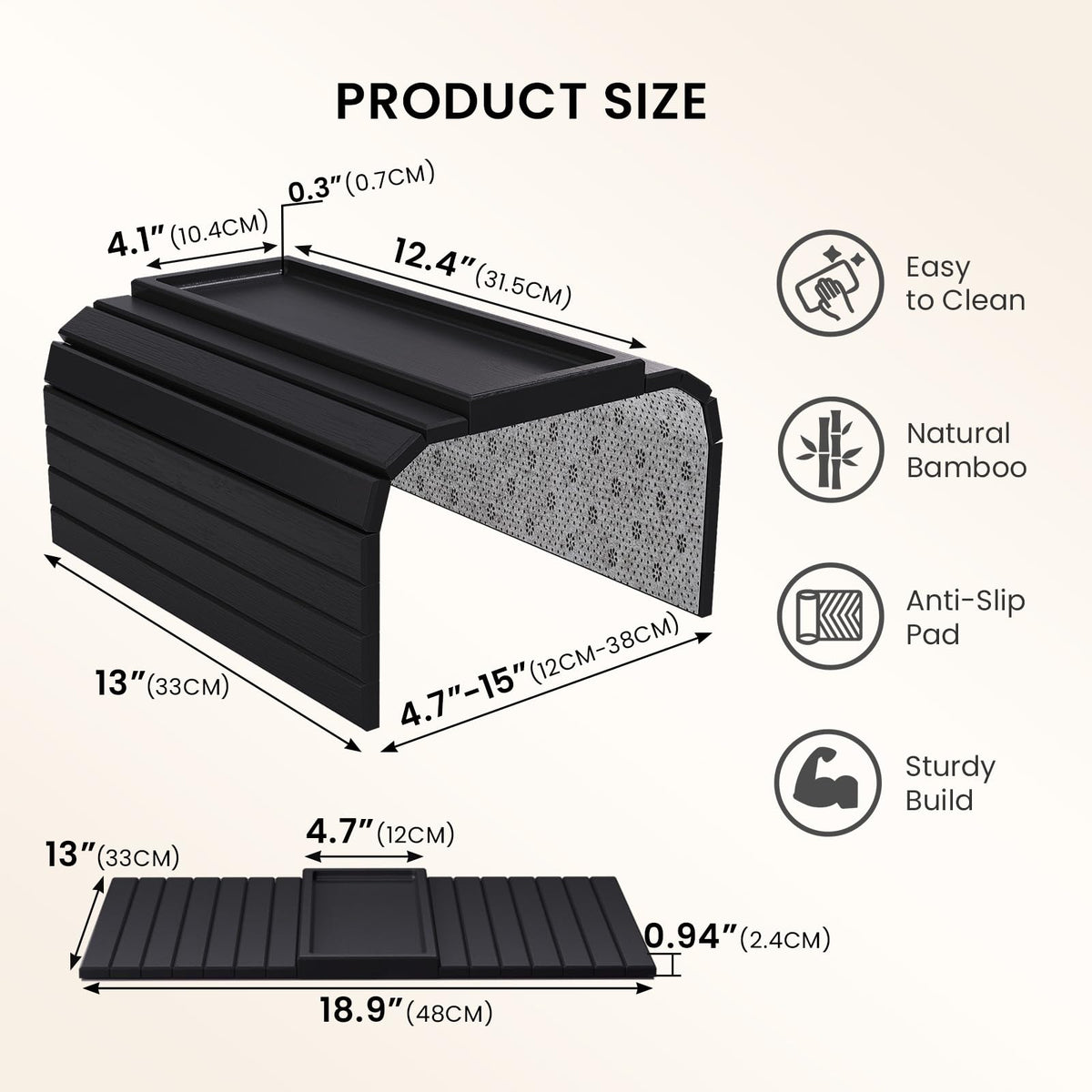 Danfoxer anti-slip rim prevents items from sliding during use on the sofa.