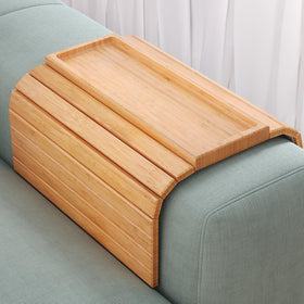Danfoxer sofa arm tray with natural bamboo surface ideal for drinks and snacks