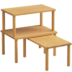 Danfoxer cabinet organizer set3 top view in bamboo showing sleek, space-saving design.