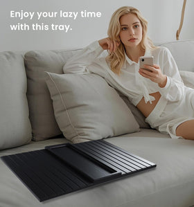 Danfoxer bamboo tray versatile design for snacks, drinks, remotes, and phones.