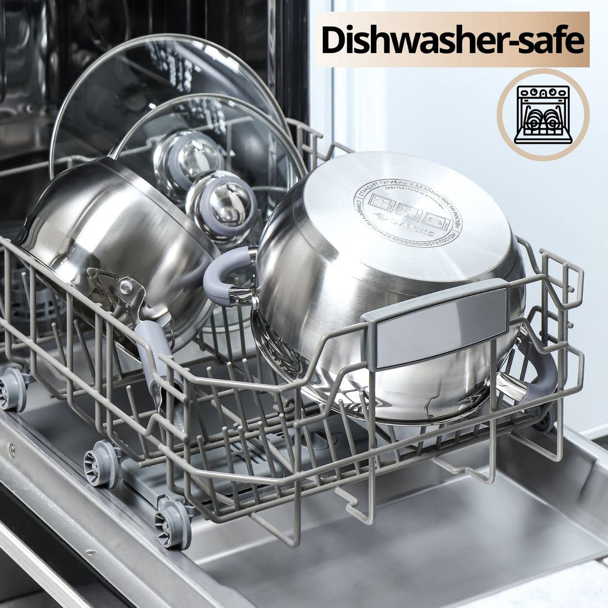 Daniks stock pot is dishwasher safe for easy cleanup.