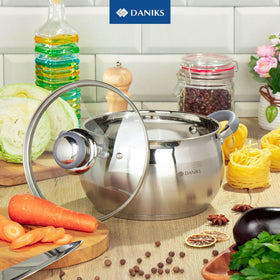 Daniks Modern 2-Quart stock pot works on induction cooktops for versatile heating.