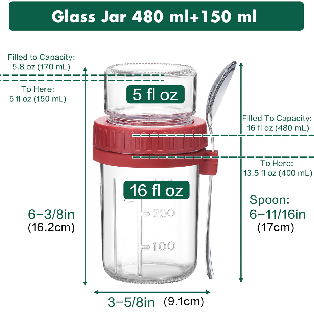 Danmu glass parfait cup with lids upper-lower compartments for easy meal prep