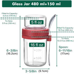 Danmu glass parfait cup with lids upper-lower compartments for easy meal prep