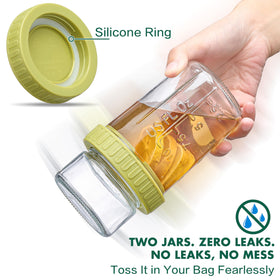 Danmu dual-compartment container with airtight O-rings ensuring leak-proof travel