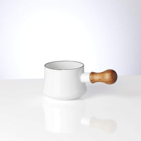 Dansk Kobenstyle butter warmer close-up shows enamelware finish and easy cleanup