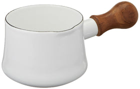 Dansk Kobenstyle white butter warmer with teak handle keeps butter ready during cooking
