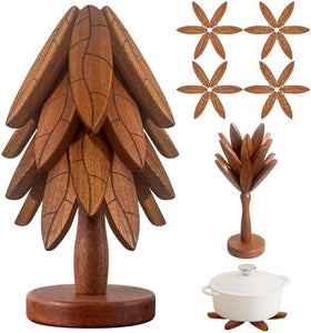 DAOLEMIJI tree coasters close-up with leaf pattern; protects surfaces from heat.