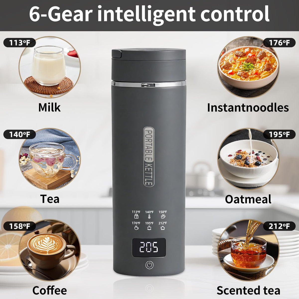Daoseolo kettle with retractable handle and non-slip base for stable travel use.
