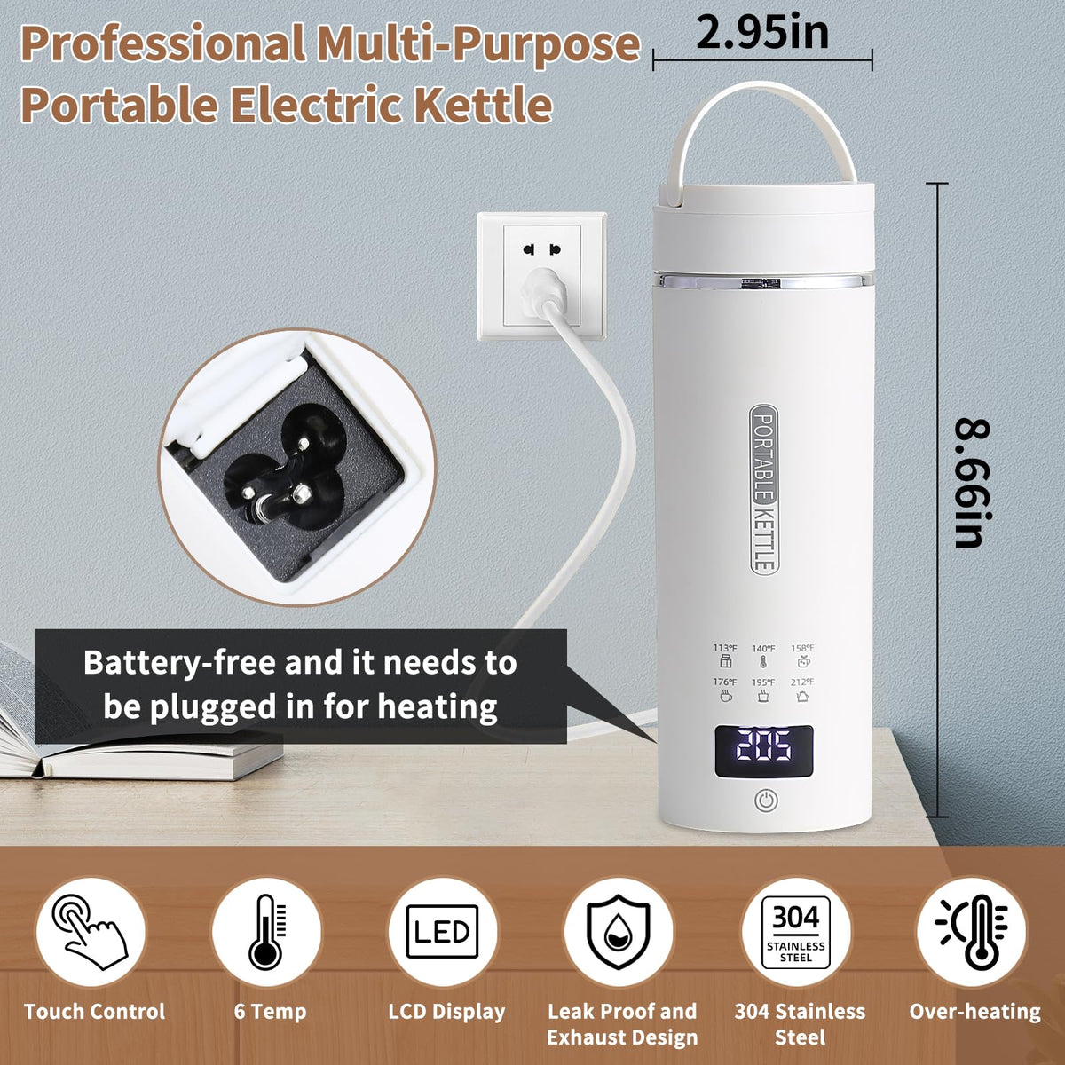 Daoseolo kettle with temperature presets enabling optimal tea and coffee brewing.