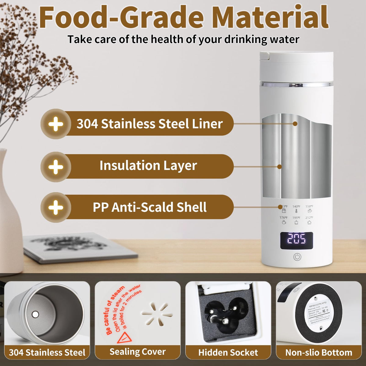 Daoseolo rapid boil kettle reaches boil in 7–9 minutes for quick hot water.