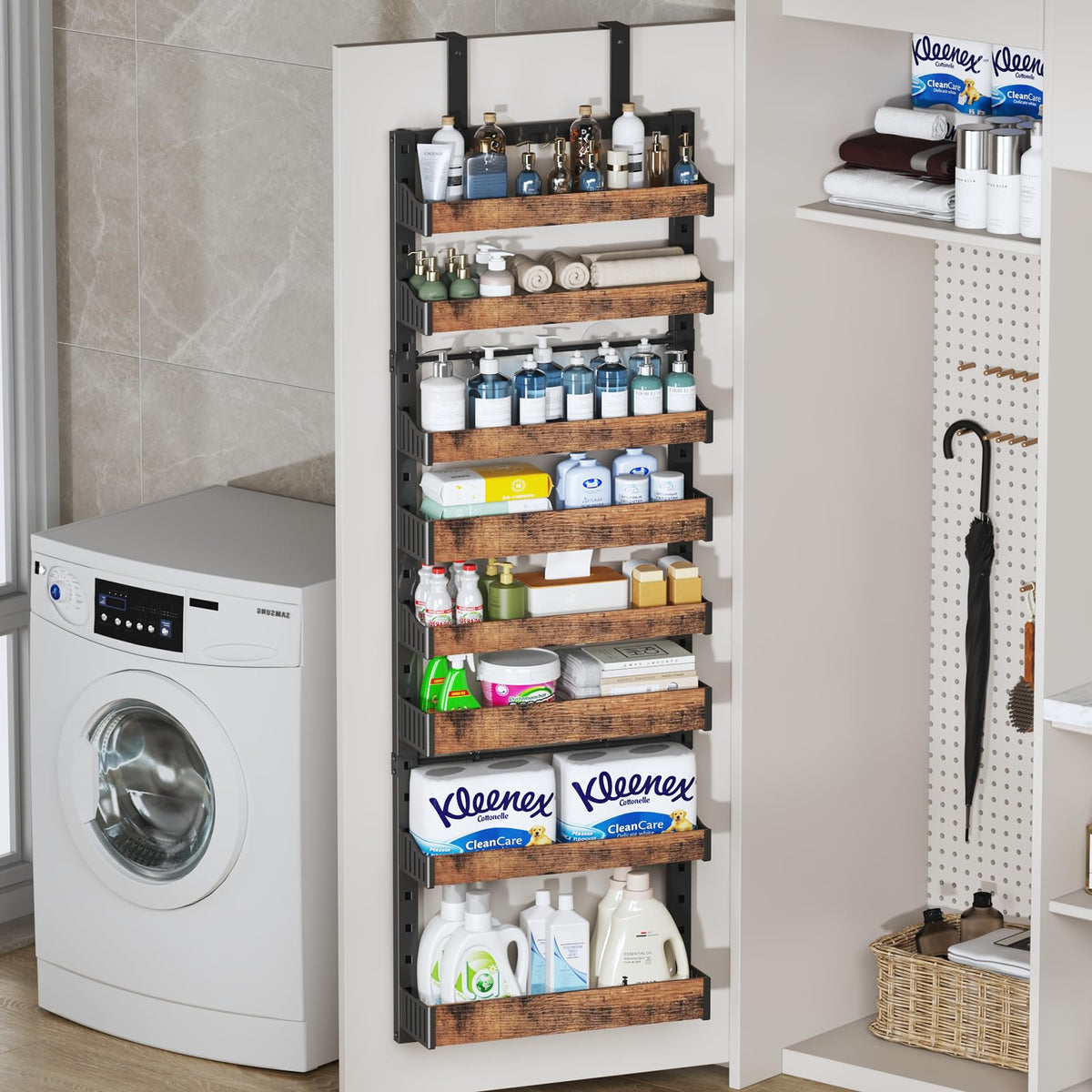 DAOTENGQL behind-the-door organizer maximizes vertical storage in kitchens or closets