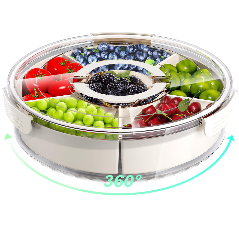 DAOTENGQL divided serving tray with lid showing six compartments for organized snacks.