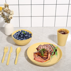 DAPIPIK colorful wheat straw dinnerware set in vibrant hues for everyday use