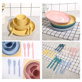 DAPIPIK wheat straw utensils, forks spoons and knives included with the set
