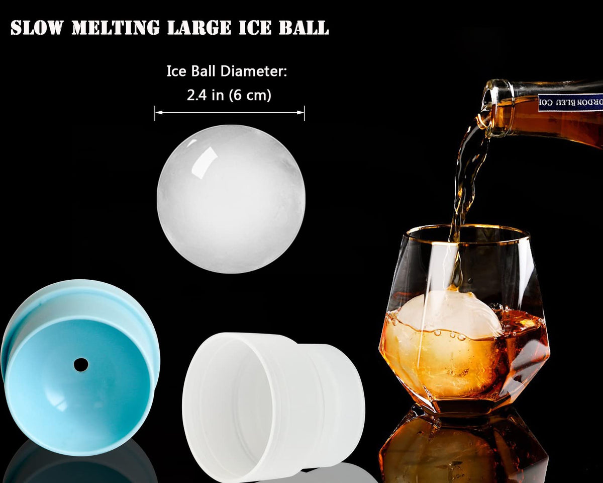 DAPOWER 2.4-inch sphere ice ball ready to slow-melt in cocktails