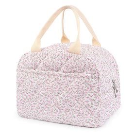Dark Swan cotton quilted lunch bag in pink for stylish meals on the go