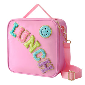 Dark Swan smiley lunch bag front view, perfect for brightening school days.
