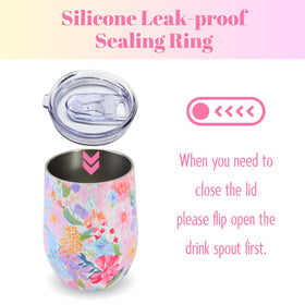 Close-up of UV-printed flower pattern on the tumbler shows an elegant design.