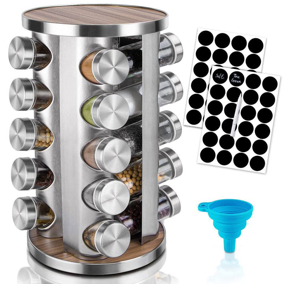 Dasaka rotating spice rack with 360° rotation for fast seasoning.