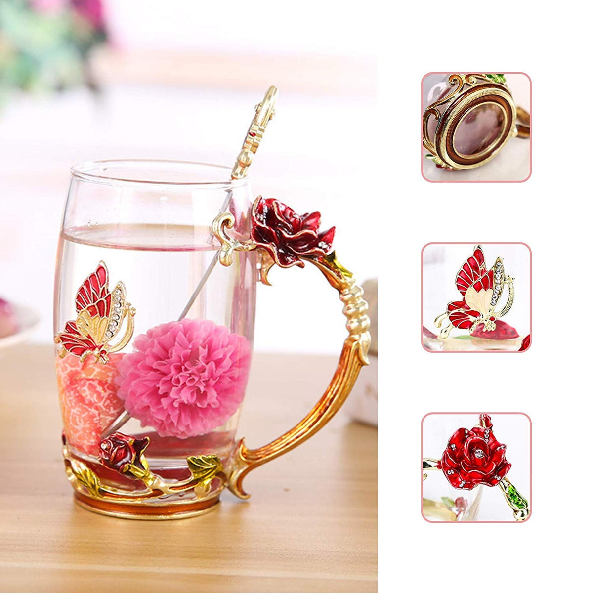 DasyFly handmade-teacup with floral motif, each piece unique.
