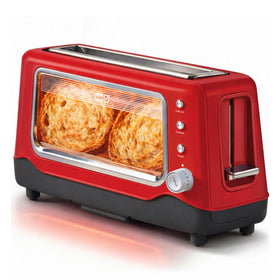 Dash Clear View Toaster shows the golden crust through the window for precise browning.