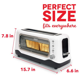 Dash Clear View Toaster 1-touch defrost handles frozen bread easily