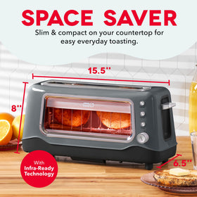 DASH Clear View Toaster with extra-wide slots handles bagels and thick breads