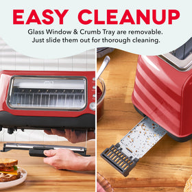 Dash Clear View Toaster seven browning levels for customizable toast shades.