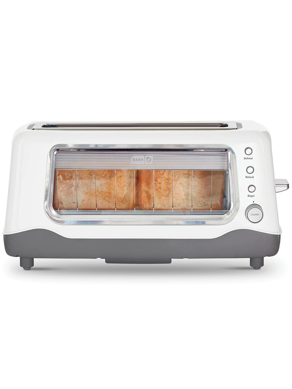 Dash Clear View Toaster window shows browning progress for precise toast