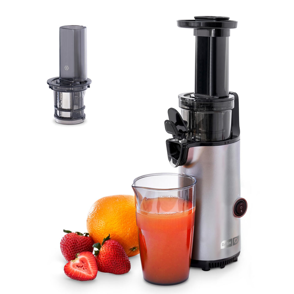 DASH Deluxe compact juicer on a kitchen counter for quick, nutrient-rich juice.