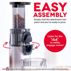 DASH juicer pulp separation demonstrates clear juice output.