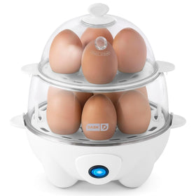 DASH Dash Deluxe Egg Cooker with 12-egg capacity for quick breakfasts.