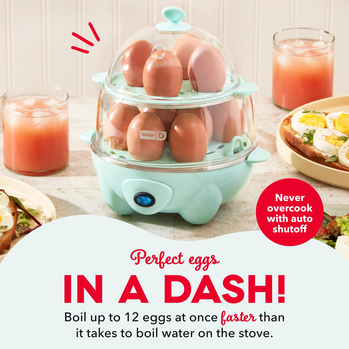 Poaching tray in use with the DASH Deluxe Egg Cooker