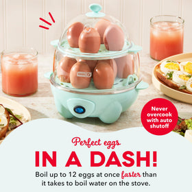 Poaching tray in use with the DASH Deluxe Egg Cooker