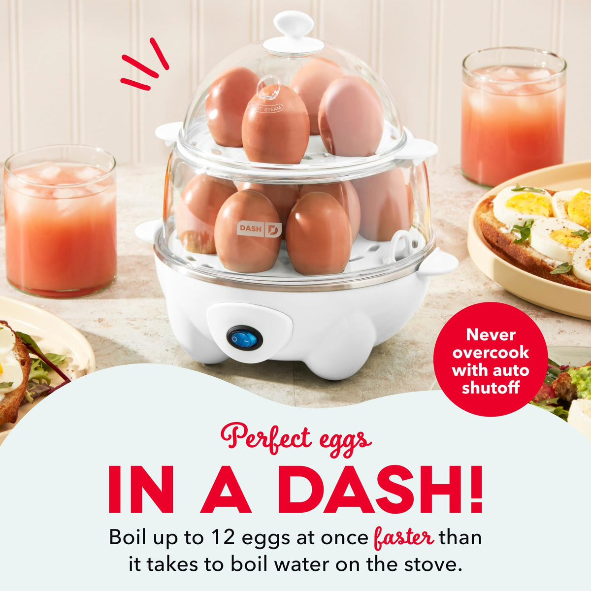 Poaching tray in use for perfect poached eggs with the Dash Deluxe.