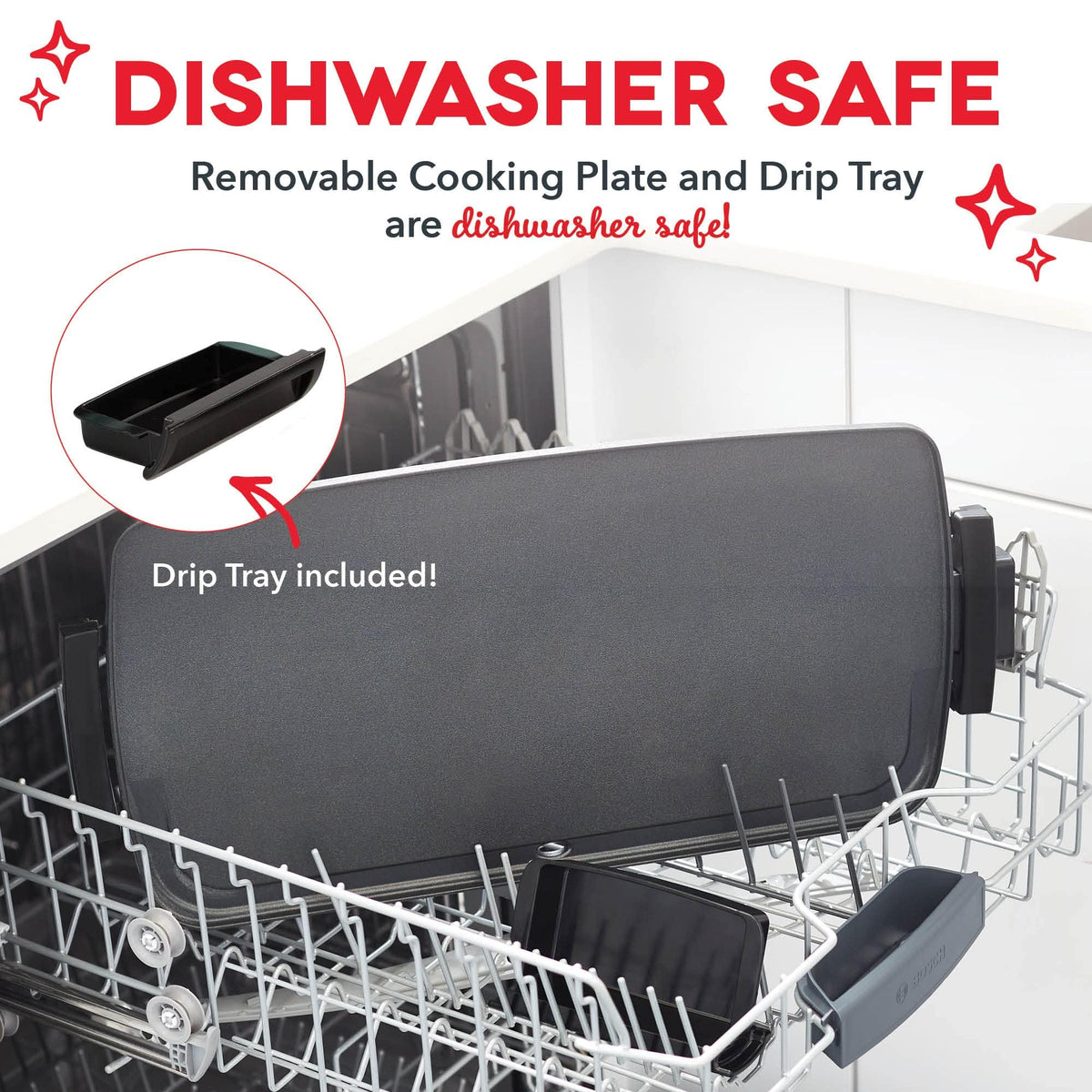 Removable cooking plate on the griddle for easy cleanup