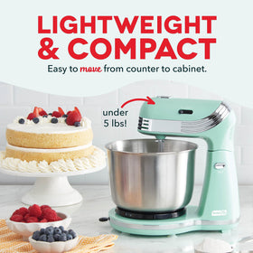 Dash Everyday Stand Mixer Aqua 3qt bowl ready for family favorites.