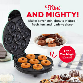 DASH Express Mini Donut Maker with double-sided nonstick surface for easy release.